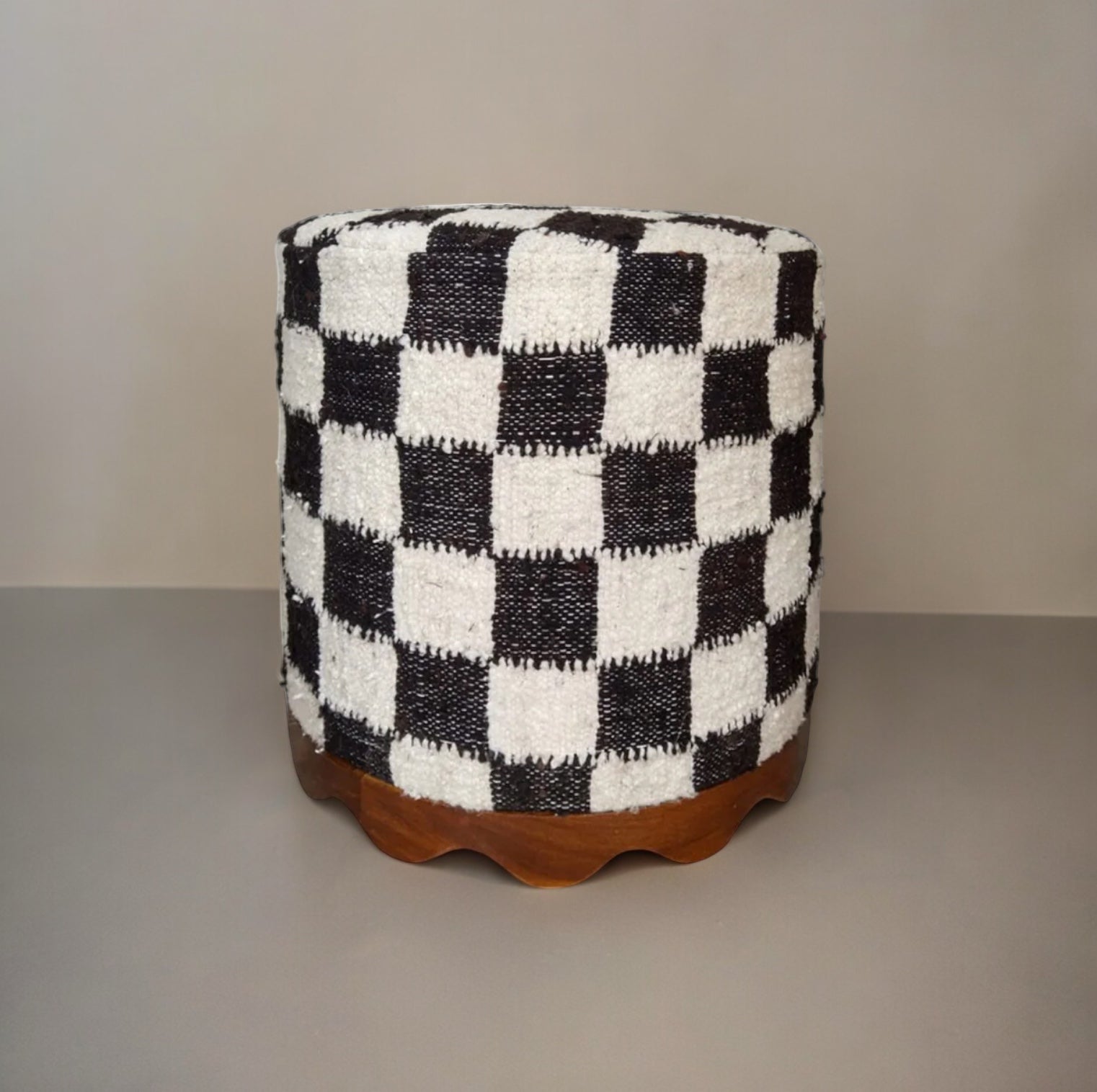Checkered Wool Stool by Diego Olivero