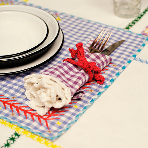 Reversible Cruces Red/Azulito Placemat Set (4 Set) by Casa Edel