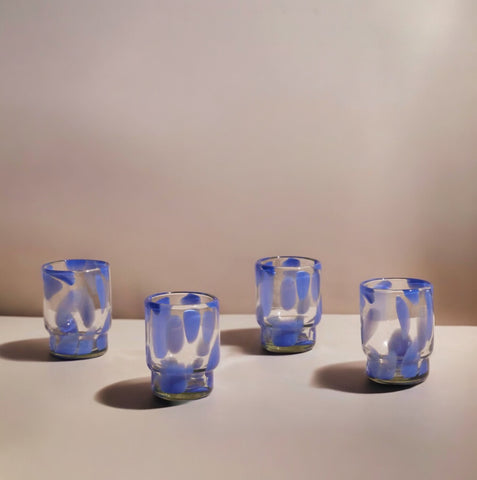 Marta Stackable Glass Blue & Clear (Set of 4) by Meso